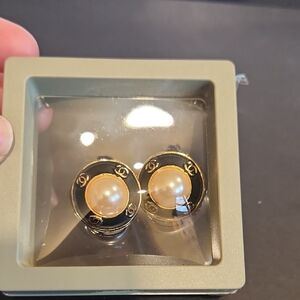 Chanel Gold And Faux Pearl Clipon Earrings